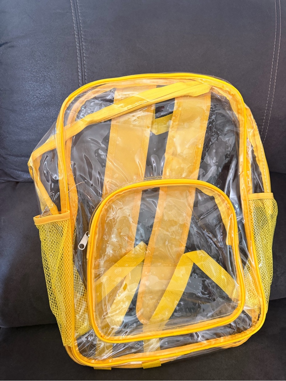 Yellow Clear PVC Backpack - Transparent School & Travel Organizer